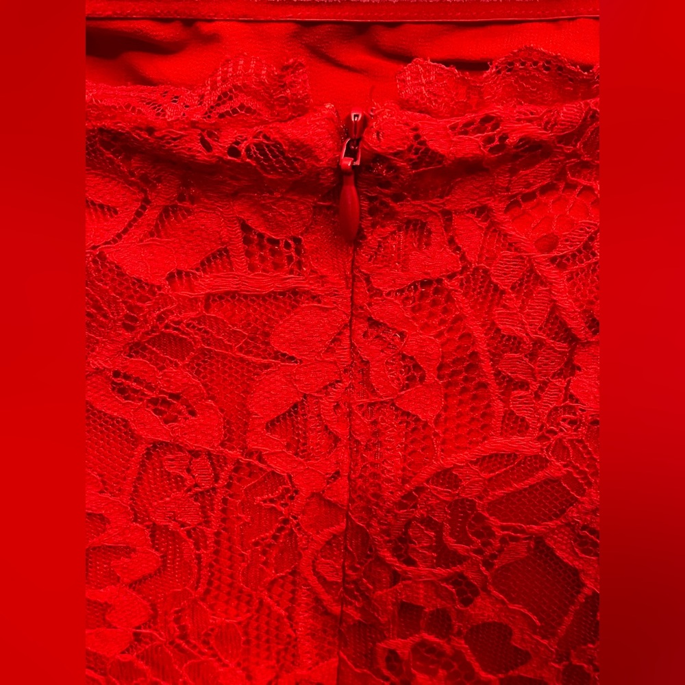 Lovers + Friends Red Lace Ruffle Strapless Mini Dress XXS NWT - Picture 5 of 14